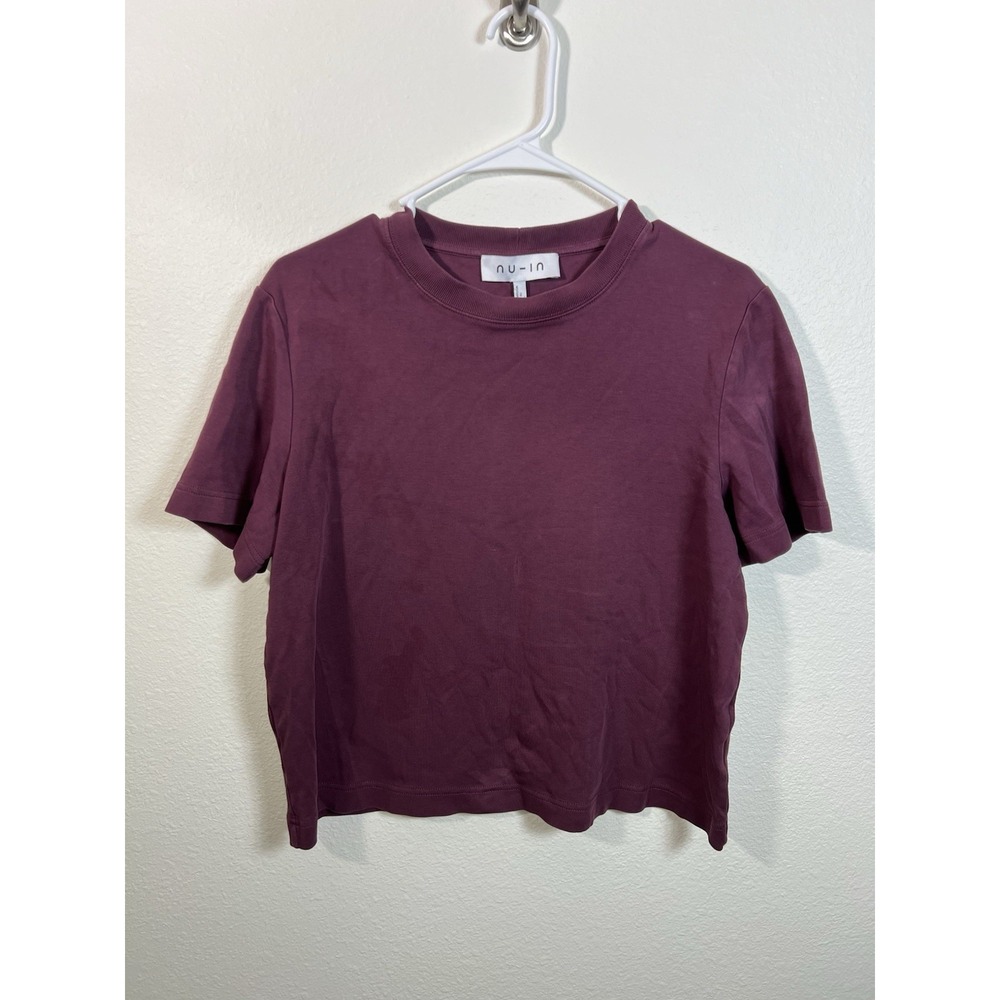 NU - IN Portugal Cropped Tee Burgundy Short Sleeve XL Capsule Minimalist